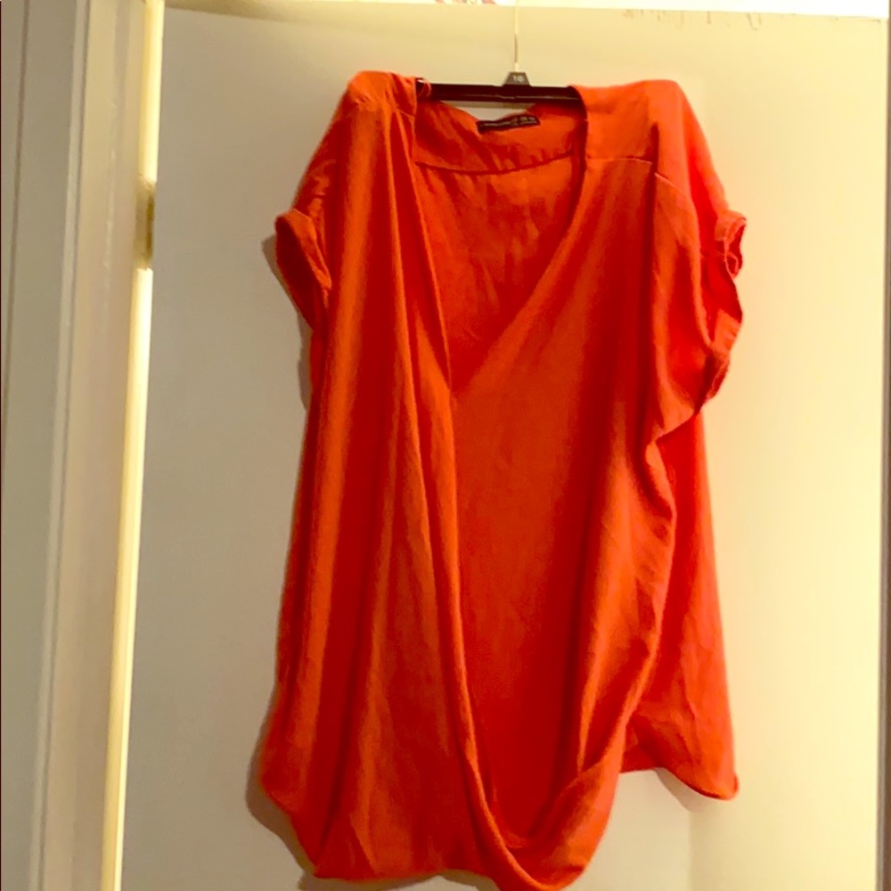 Coral silk shirt
